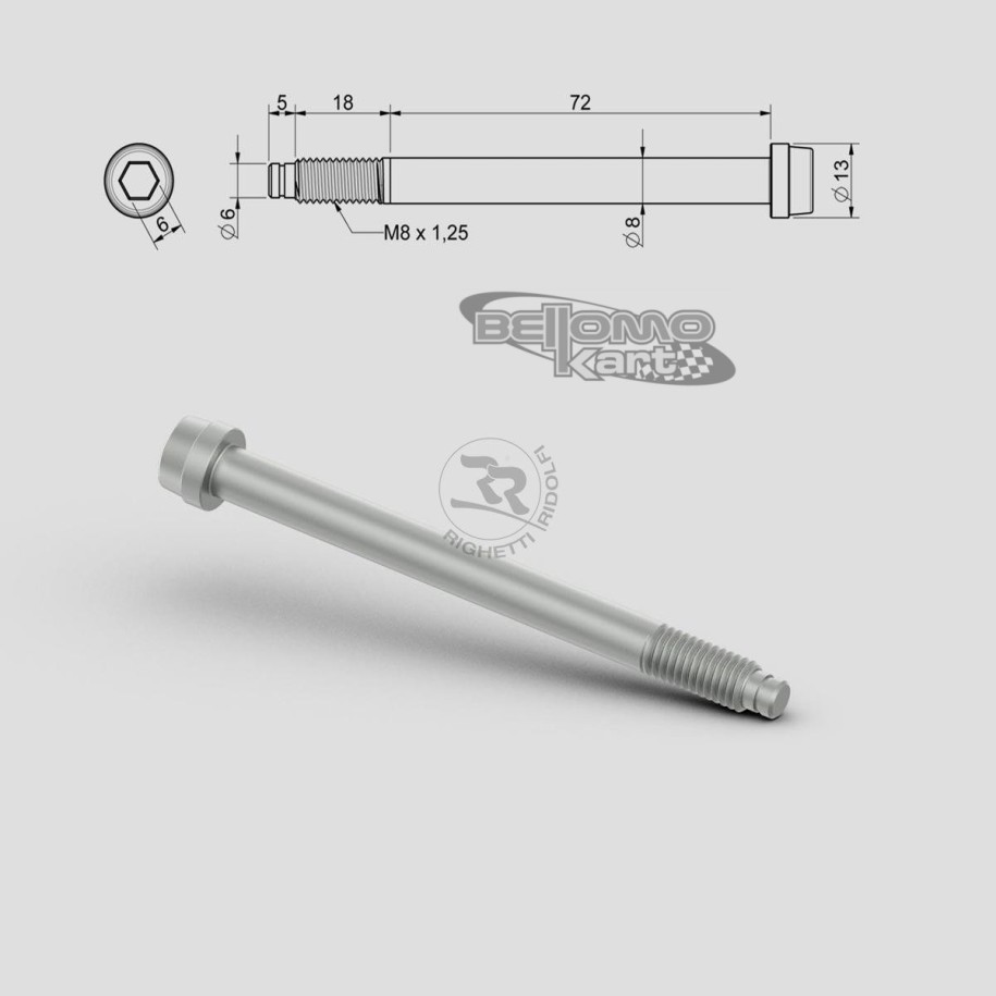 VITE PER FUSELLO D.8mm M8 L.72+18mm