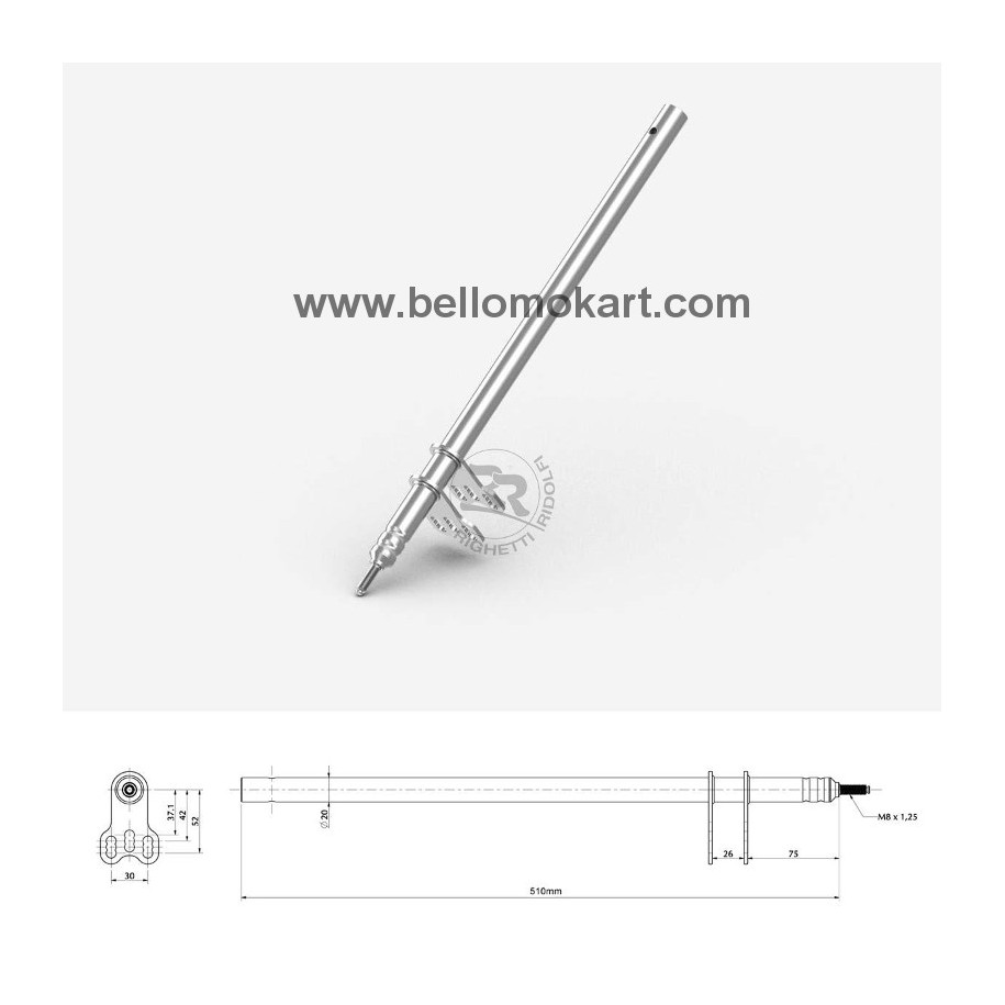Piantone sterzo M8 multiregolazione L.510 mm