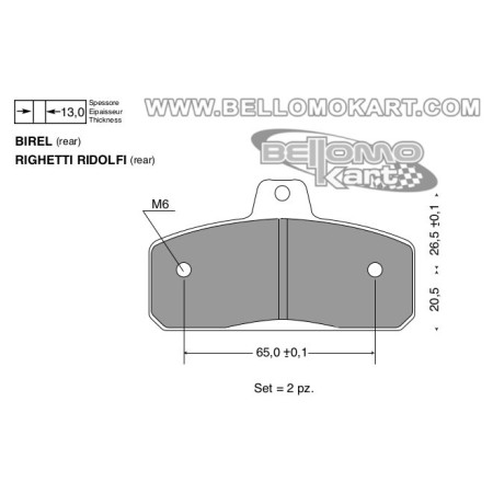 Kit pastiglie freni tipo birel - easykart - ecc.