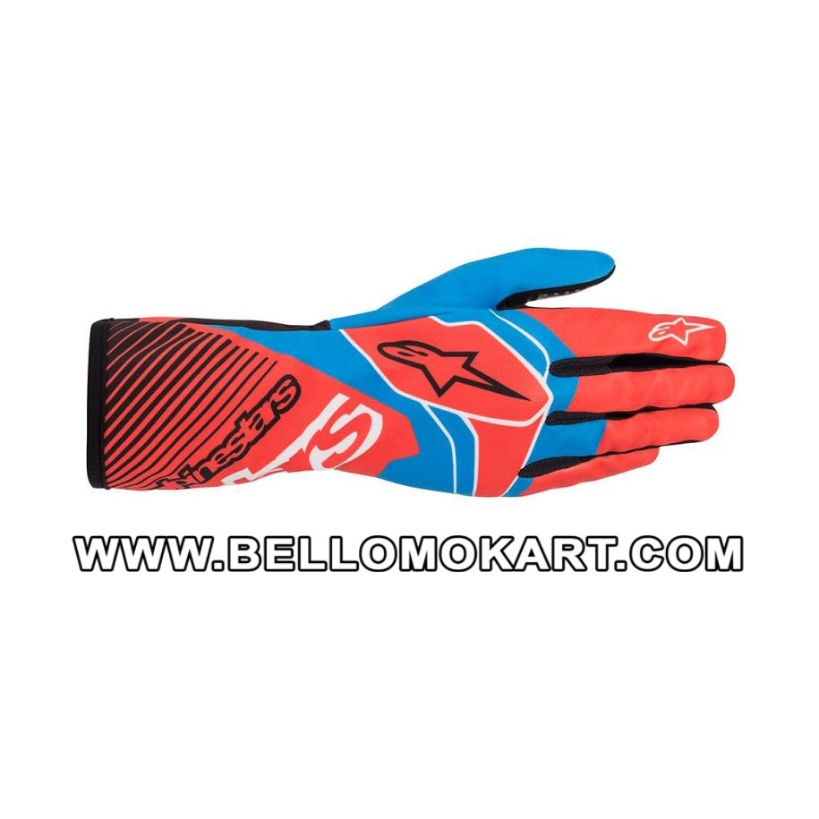 Guanti Alpinestars Tech 1-K Race V2 rosso fluo blu cobalto