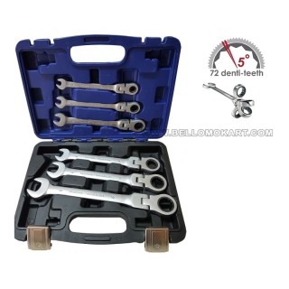 Serie chiavi combinate a cricchetto snodabile 8-19   ( 6 pz. )